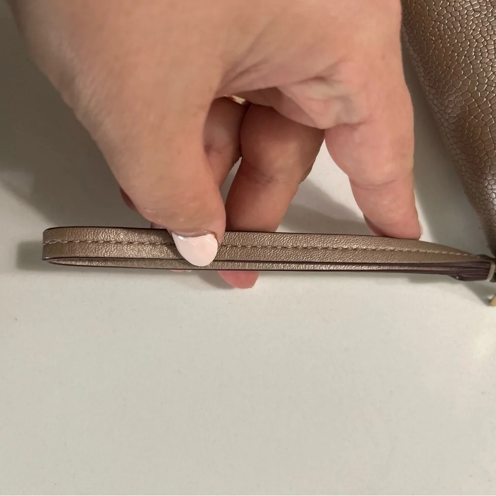 COACH Pebbled Leather Long Zip Around Wallet Rose Gold